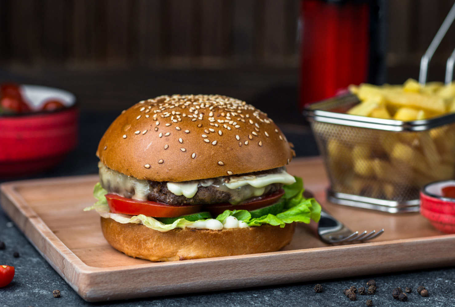 Double Cheese Bacon & Beef Burger (Contains Pork)