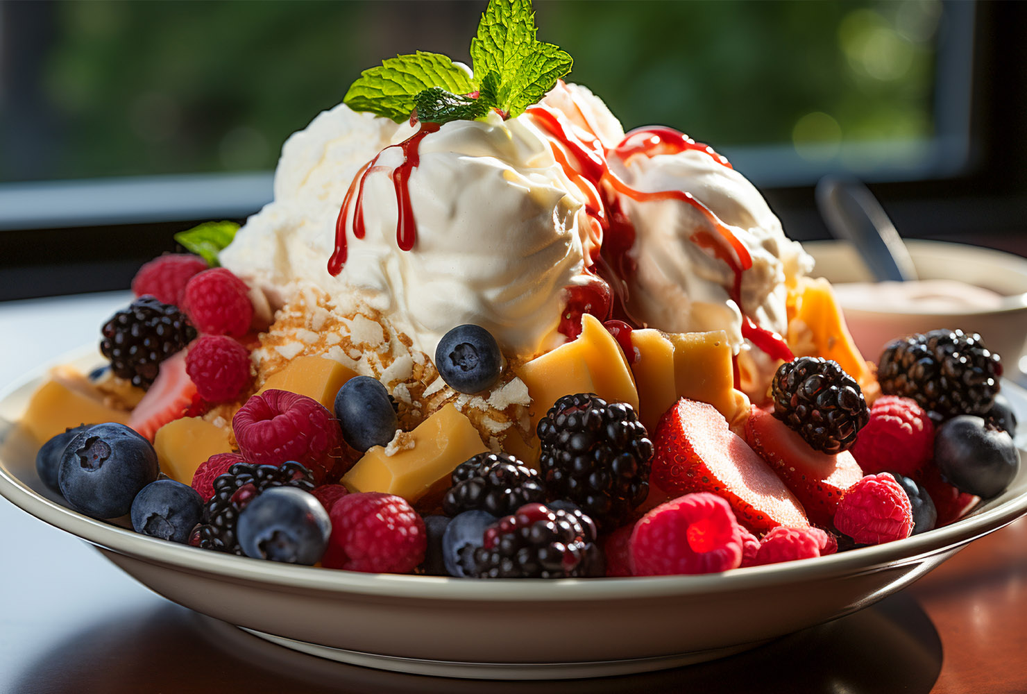 Exotic Fruit Salad With Ice Cream